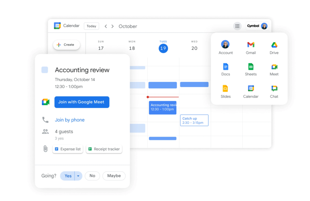 Google Workspace e-mail a tabulky